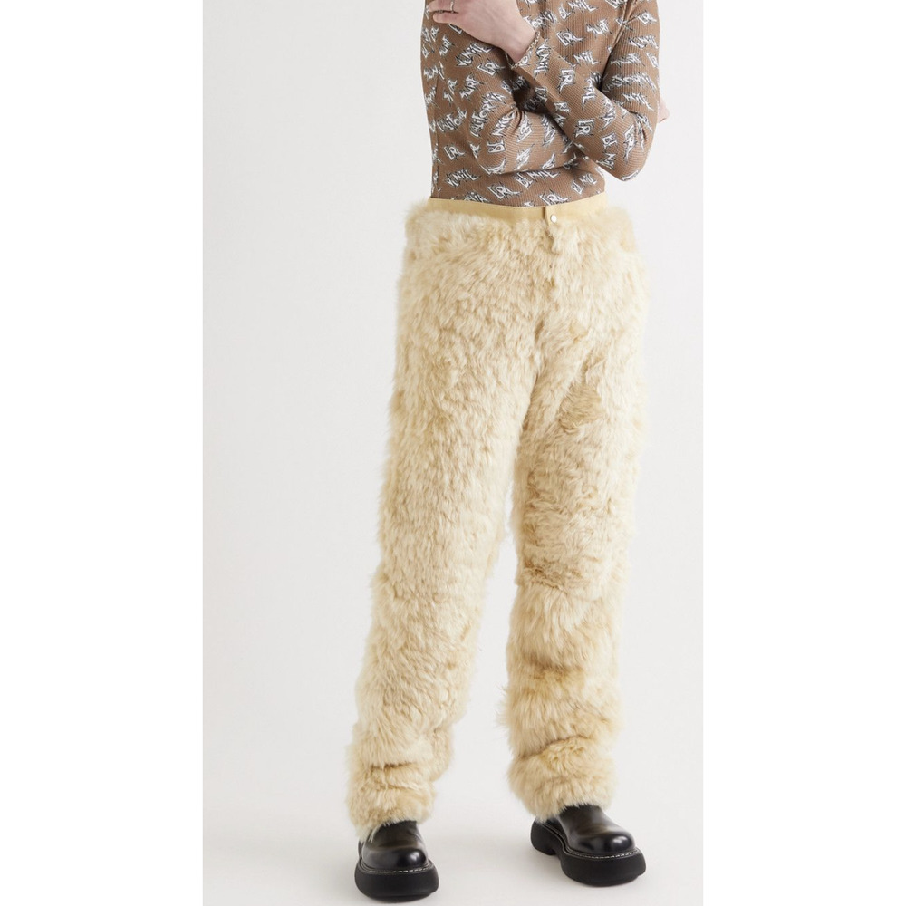 ERL Beige Shearling Trousers sheepskin lamb size 32 straight leg